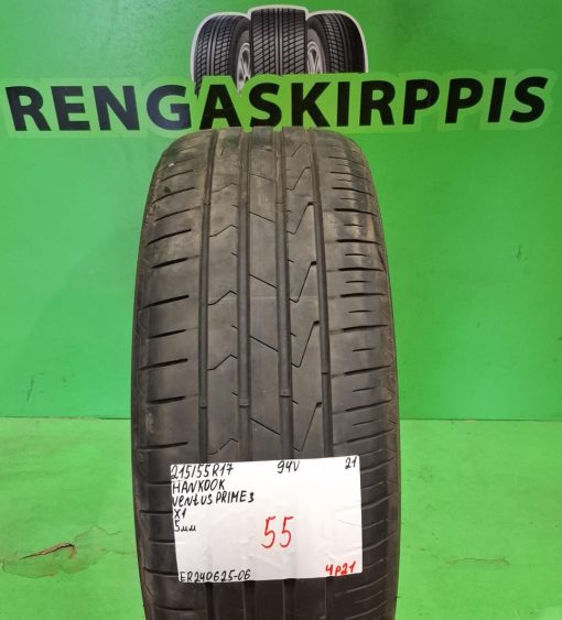 215/55R17 Hankook Ventus Prime 3 94V kesä 5mm / 4P21