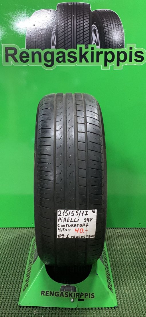 215/55R17 Pirelli Cinturato P7 94V kesä 4,5mm / 1P9-1