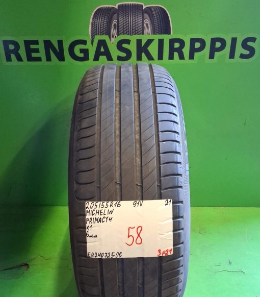 205/55R16 Michelin Primacy 4 91V kesä 6mm / 3P21