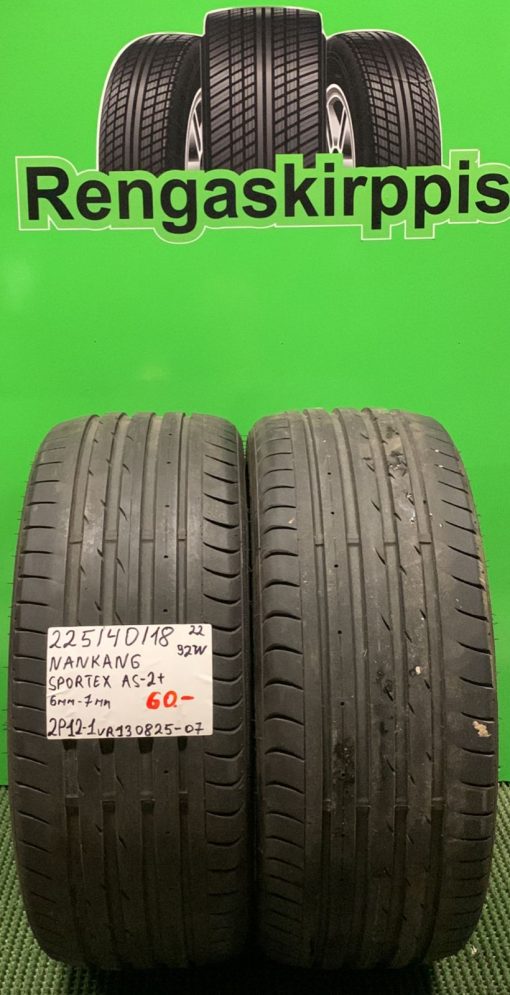 225/40R18 Nankang Sportex AS2+ 92W kesä 6-7mm / 2P12-1