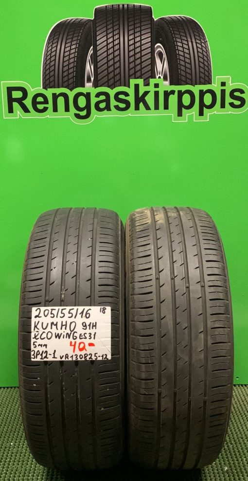 205/55R16 Kumho EcoWing ES31 91H kesä 5mm / 3P12-1