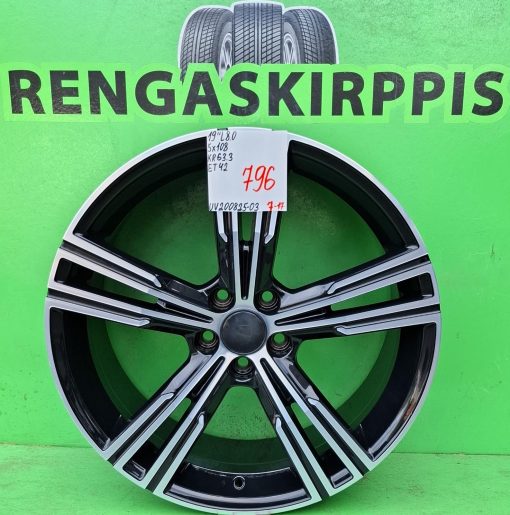 19″ 5×108 ET42 K63,3 19″x8 Black Polished / 7-17
