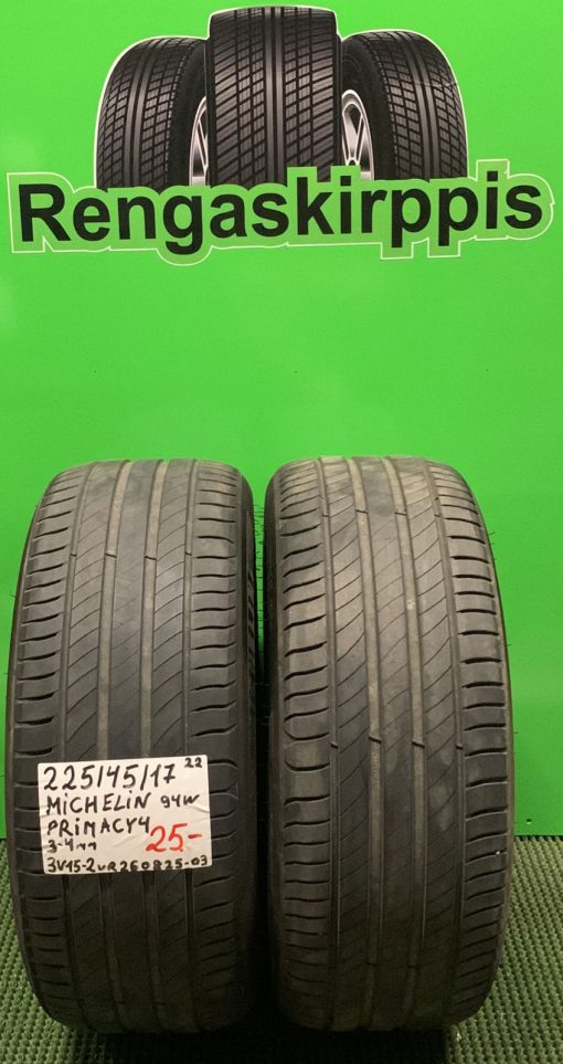 225/45R17 Michelin Primacy 4 94W kesä 3-4mm / 3V15-2