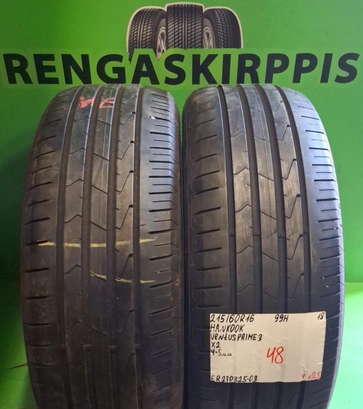 215/60R16 Hankook Ventus Prime 3 99H kesä 4-5mm / 4V25