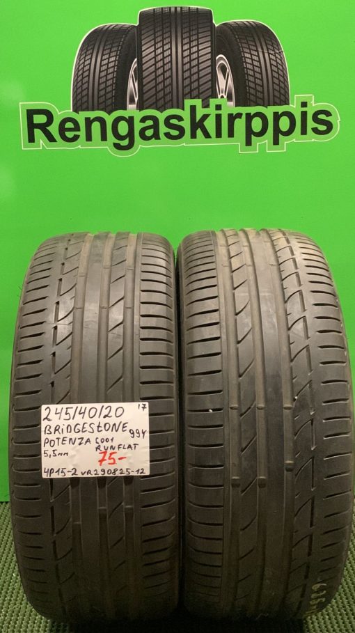 245/40R20 Bridgestone Potenza S001 99Y Runflat kesä 5,5mm / 4P15-2