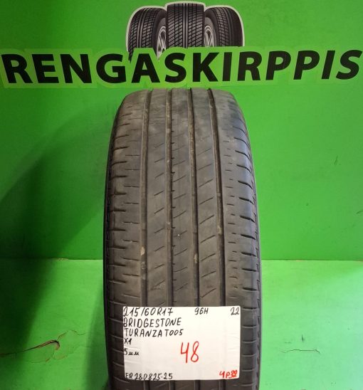 215/60R17 Bridgestone Turanza T005 96H kesä 5mm / 4P32