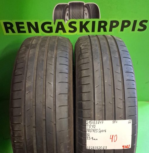 215/65R17 Toyo Proxes Sport 99V kesä 3,5-4mm / 4P22