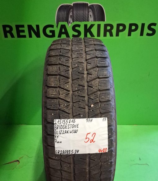 215/55R16 Bridgestone Blizzak WS80 97H kitka 7mm / 4V23