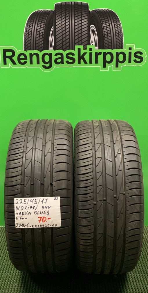 225/45R17 Nokian Hakka Blue 3 94V kesä 6-7mm / 2V10-1
