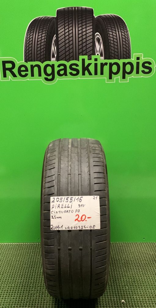 205/55R16 Pirelli Cinturato P7 91V kesä 3,5mm / 2V11-1
