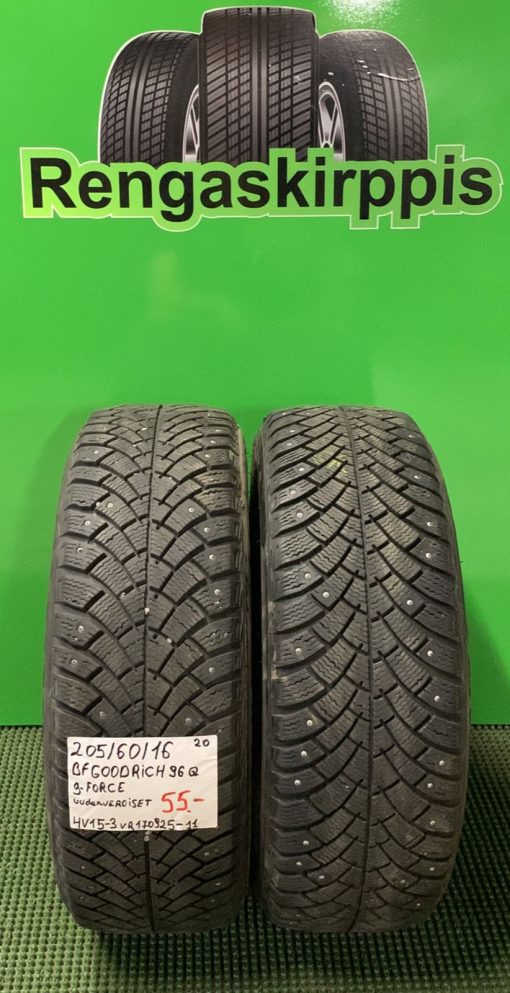 205/60R16 BFGoodrich G-Force 96Q nasta uudenveroiset / 4V15-3