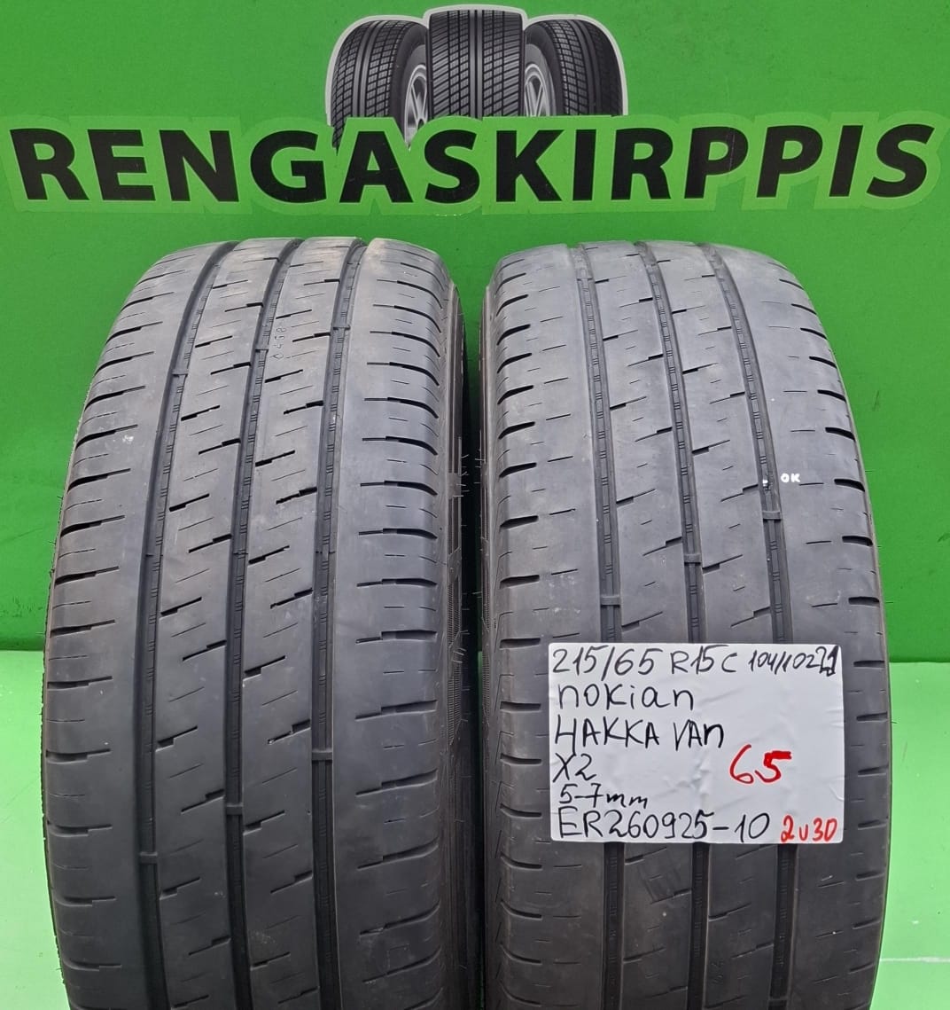 215/65R15C Nokian Hakka Van 104/102 kesä 5-7mm / 2V30