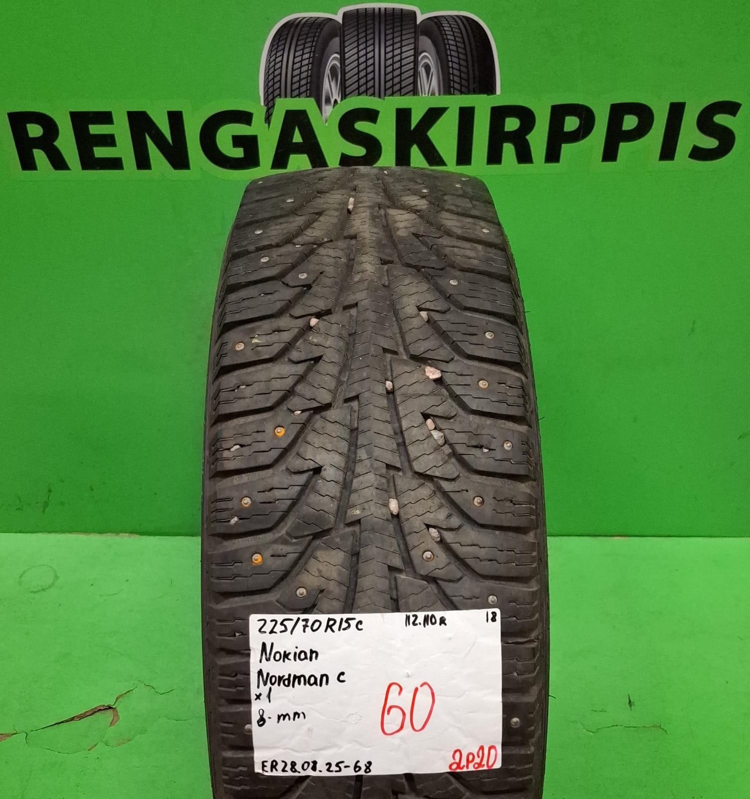 225/70R15C Nokian Nordman C 112/110R nasta 8mm / 2P20