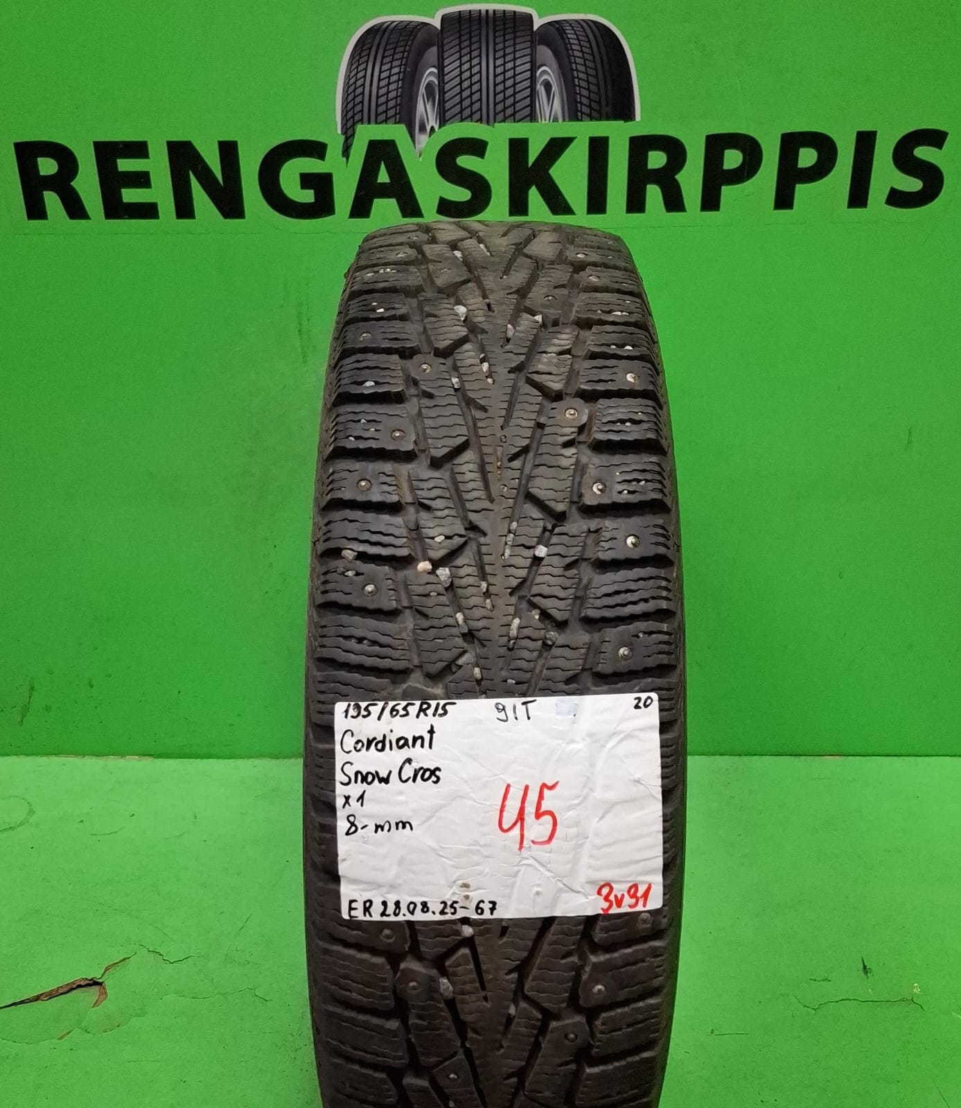 195/65R15 Cordiant SnowCross 91T nasta 8mm / 3V31