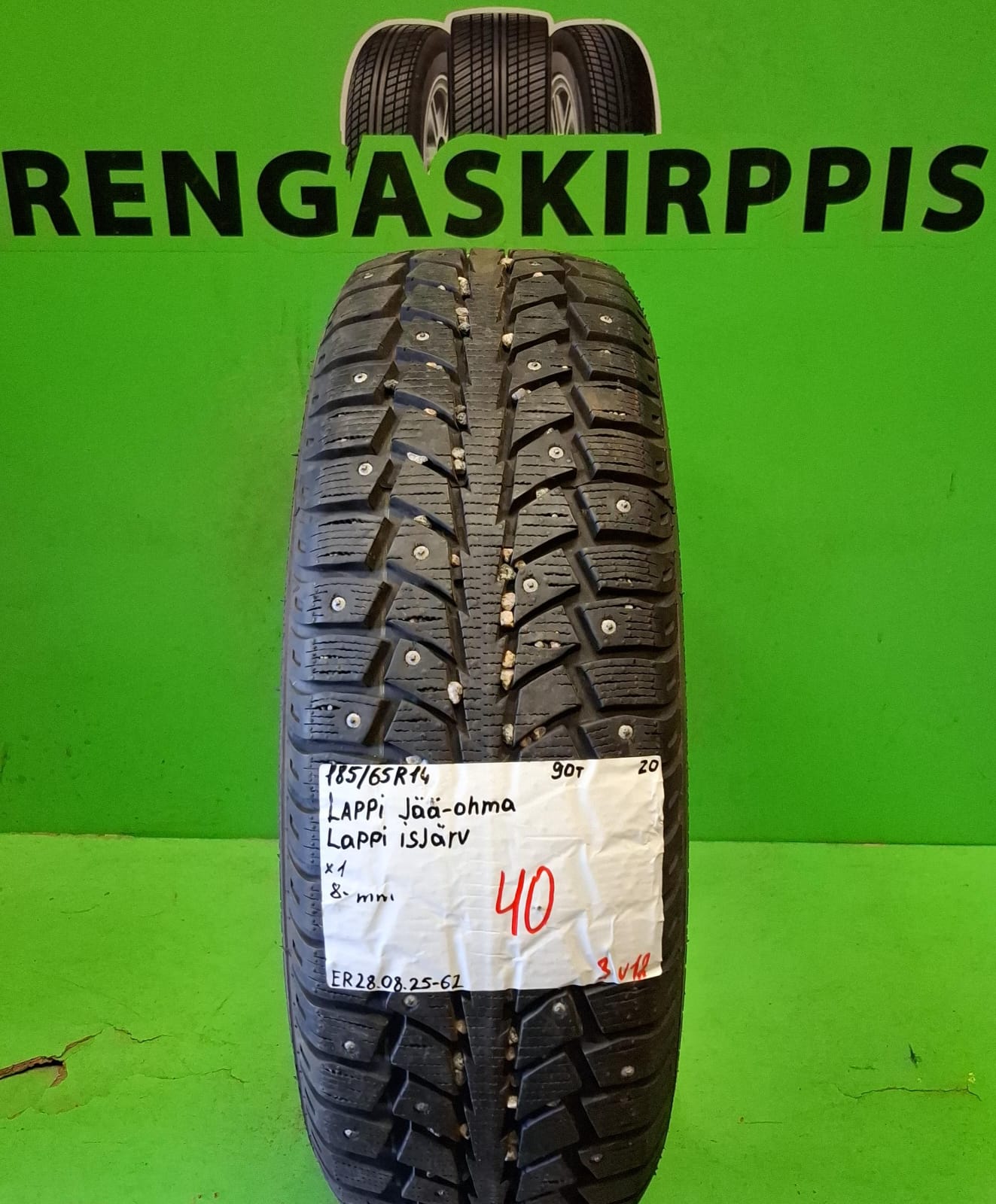 185/65R14 Lappi Jää-Ahma Isjärv 90T nasta 8mm / 3V12