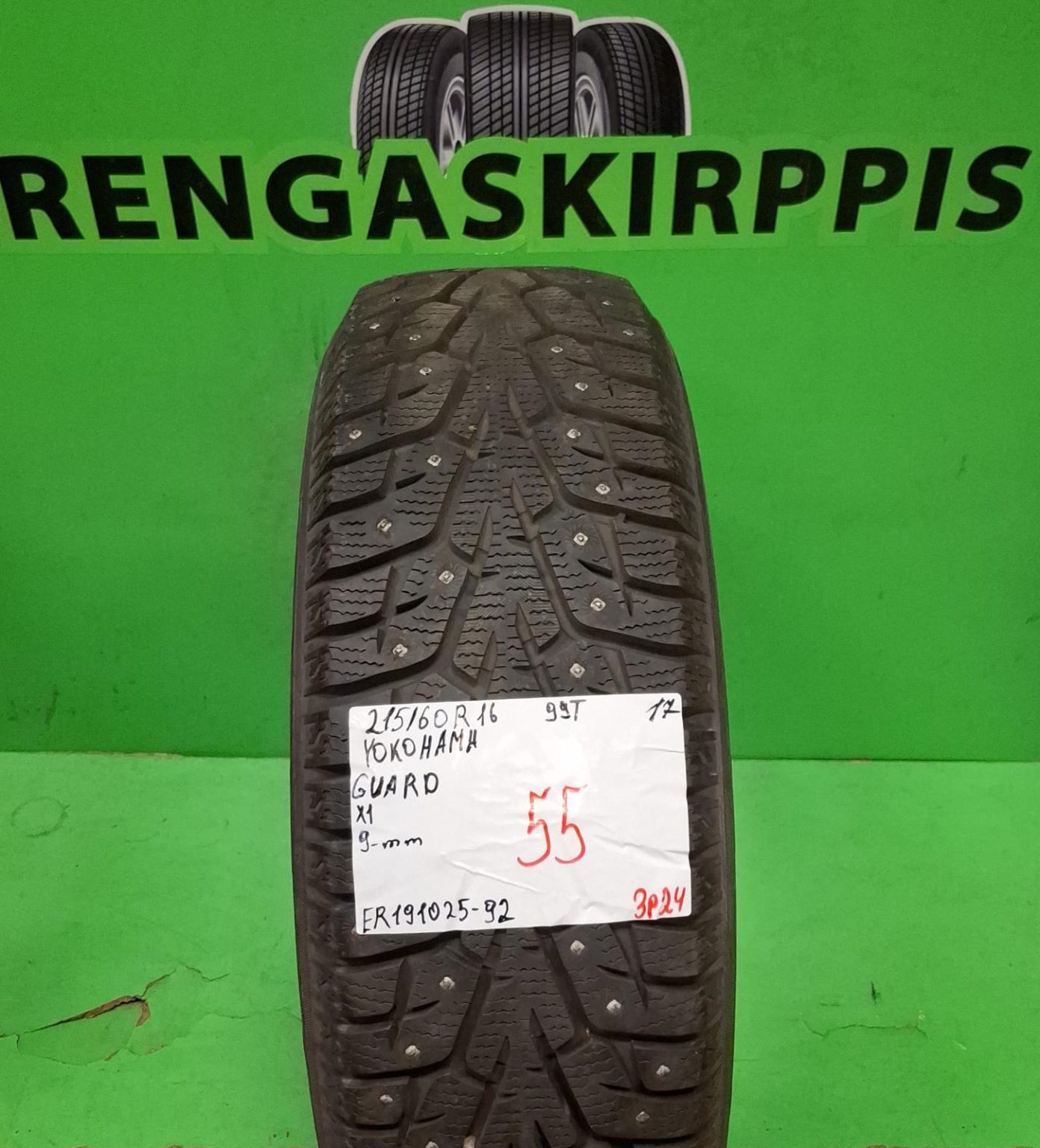 215/60R16 Yokohama 99T nasta 9mm / 3P24 - Rengaskirppis
