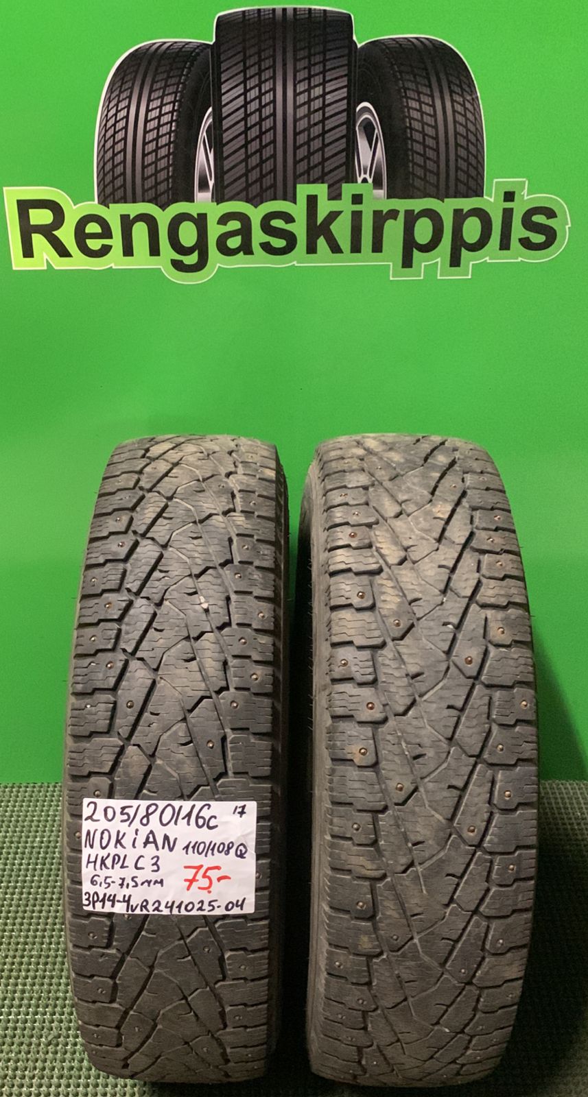 205/80R16C Nokian HKPL C3 110/108Q nasta 6,5-7,5mm / 3P14-4