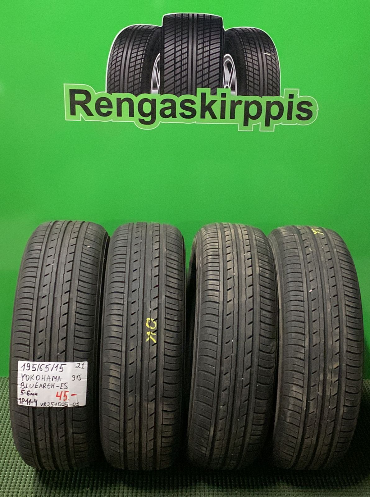 195/65R15 Yokohama Bluearth ES 91S kesä 5-6mm / 1P11-4