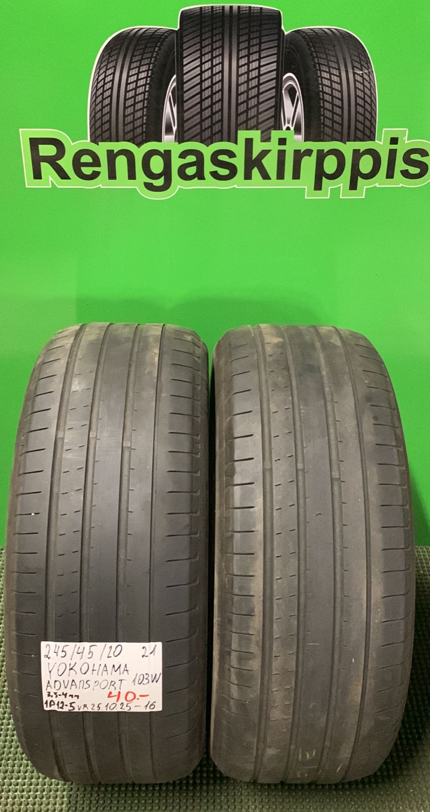 245/45R20 Yokohama Advan Sport 103W kesä 3,5-4mm / 1P12-5