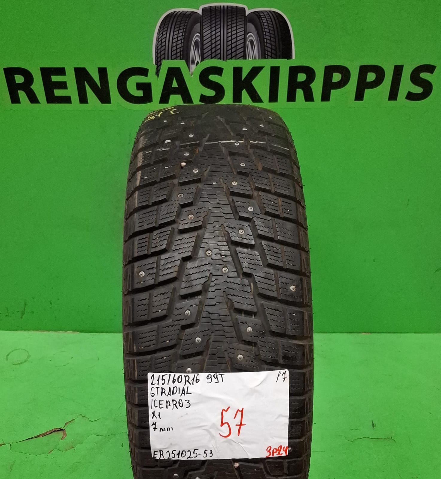 215/60R16 GT Radial Ice Pro 3 99T nasta 7mm / 3P24