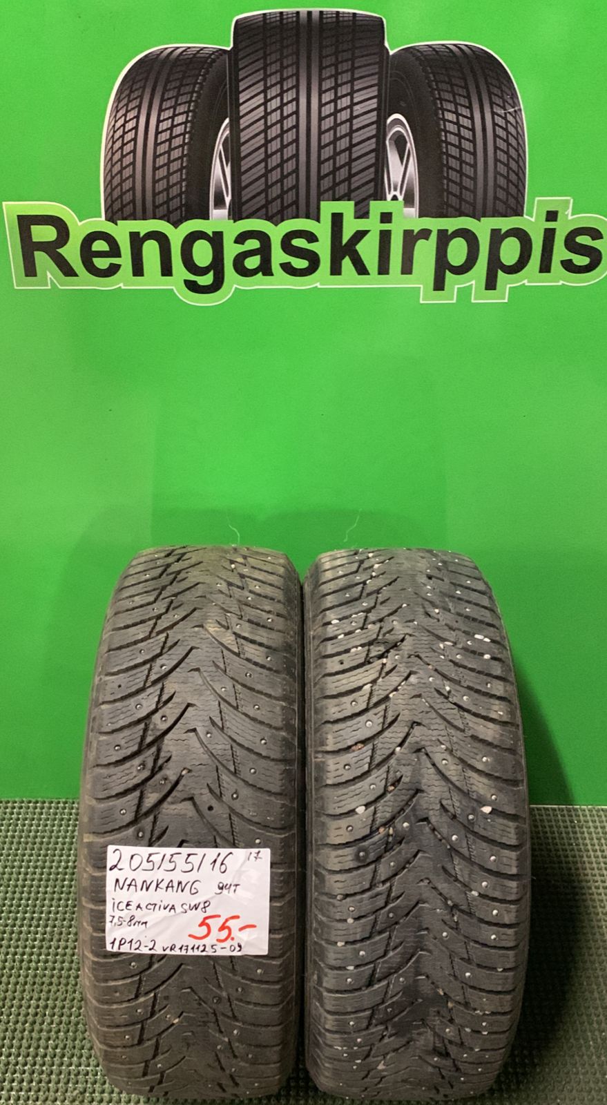205/55R16 Nankang Ice Activa SW8 94T nasta 7,5-8mm / 1P12-2