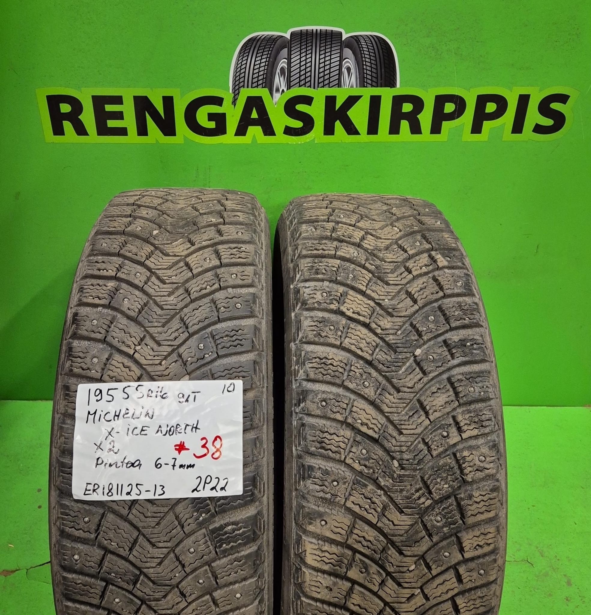 195/55R16 Michelin X-Ice North 91T nasta 6-7mm # / 2P22