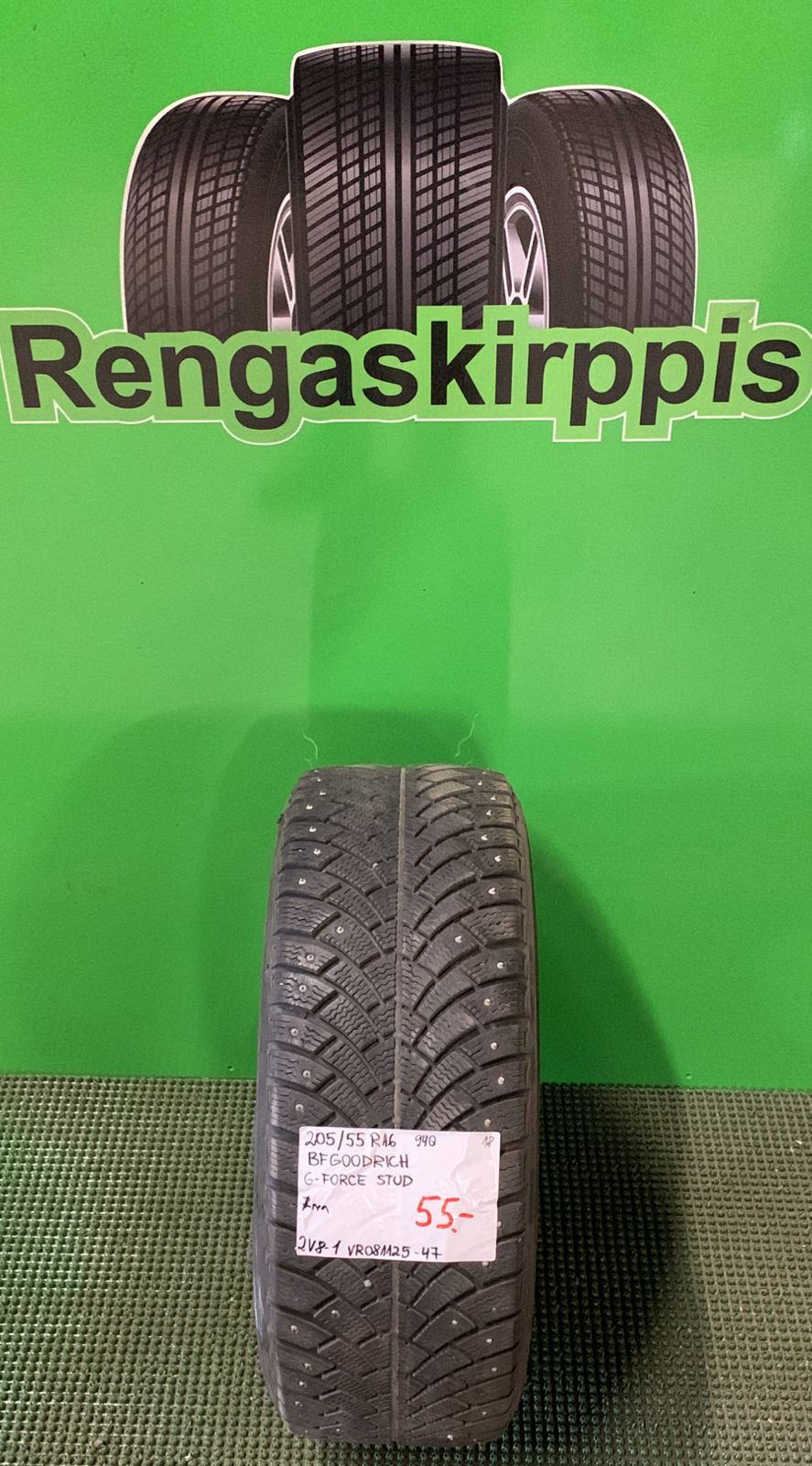 205/55R16 BFGoodrich G-Force Stud 94Q nasta 7mm / 2V8-1