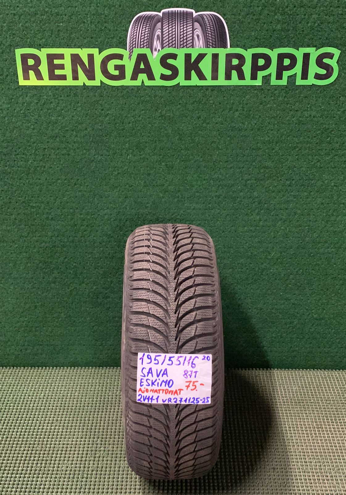195/55R16 Sava Eskimo 87T kitka ajamattomat / 2V11-1