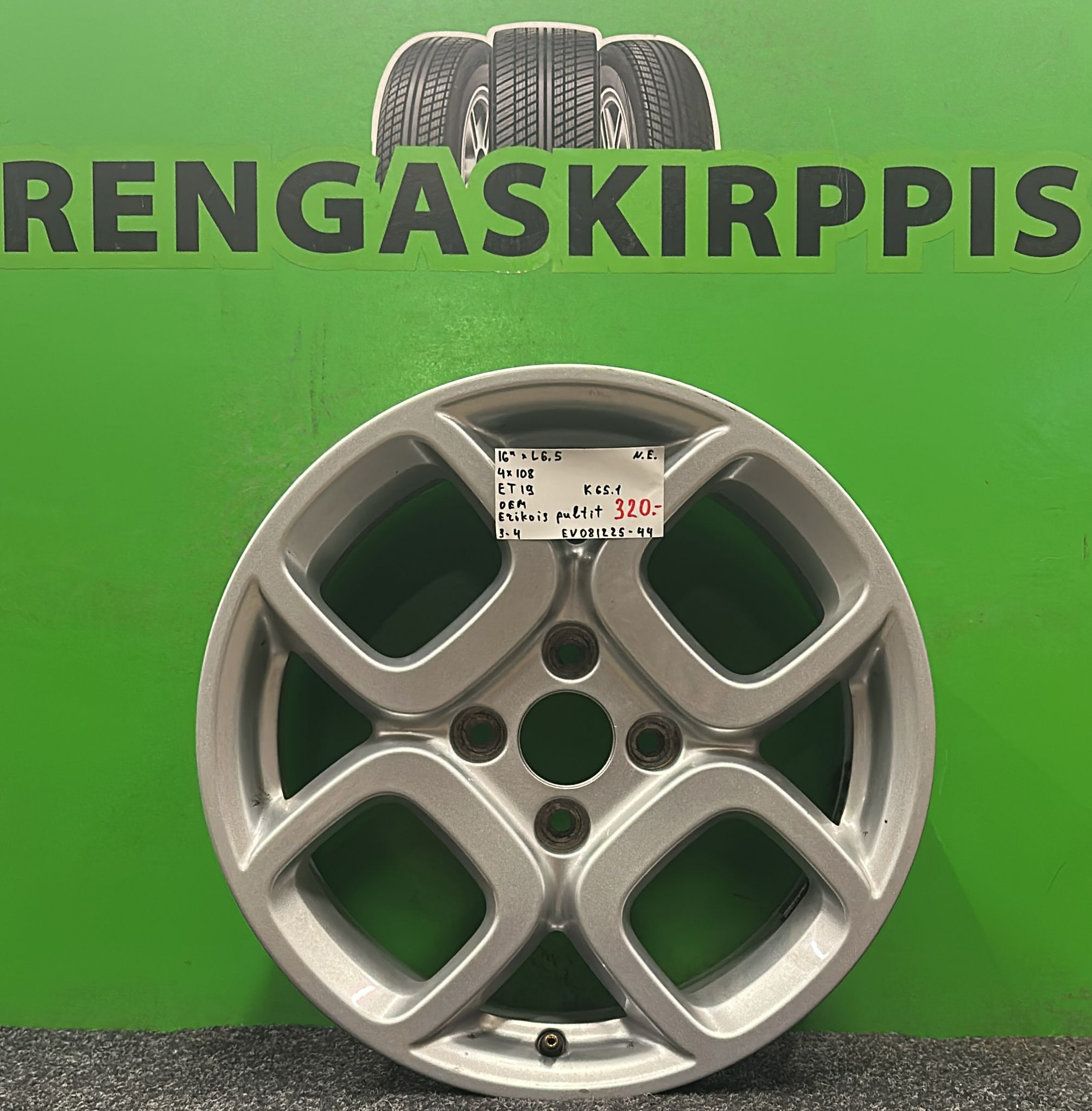 16" 4x108 ET19 KR65,1 L6,5" Oem / Erikois pultit / 3-4