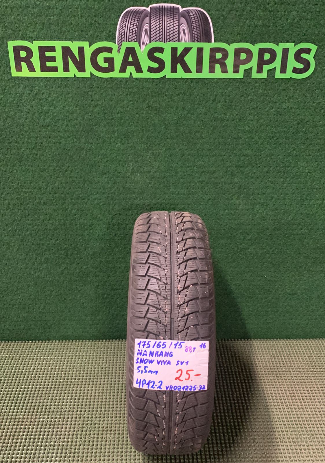 175/65R15 Nankang Snow Viva SV1 88T kitka 5,5mm / 4P12-2